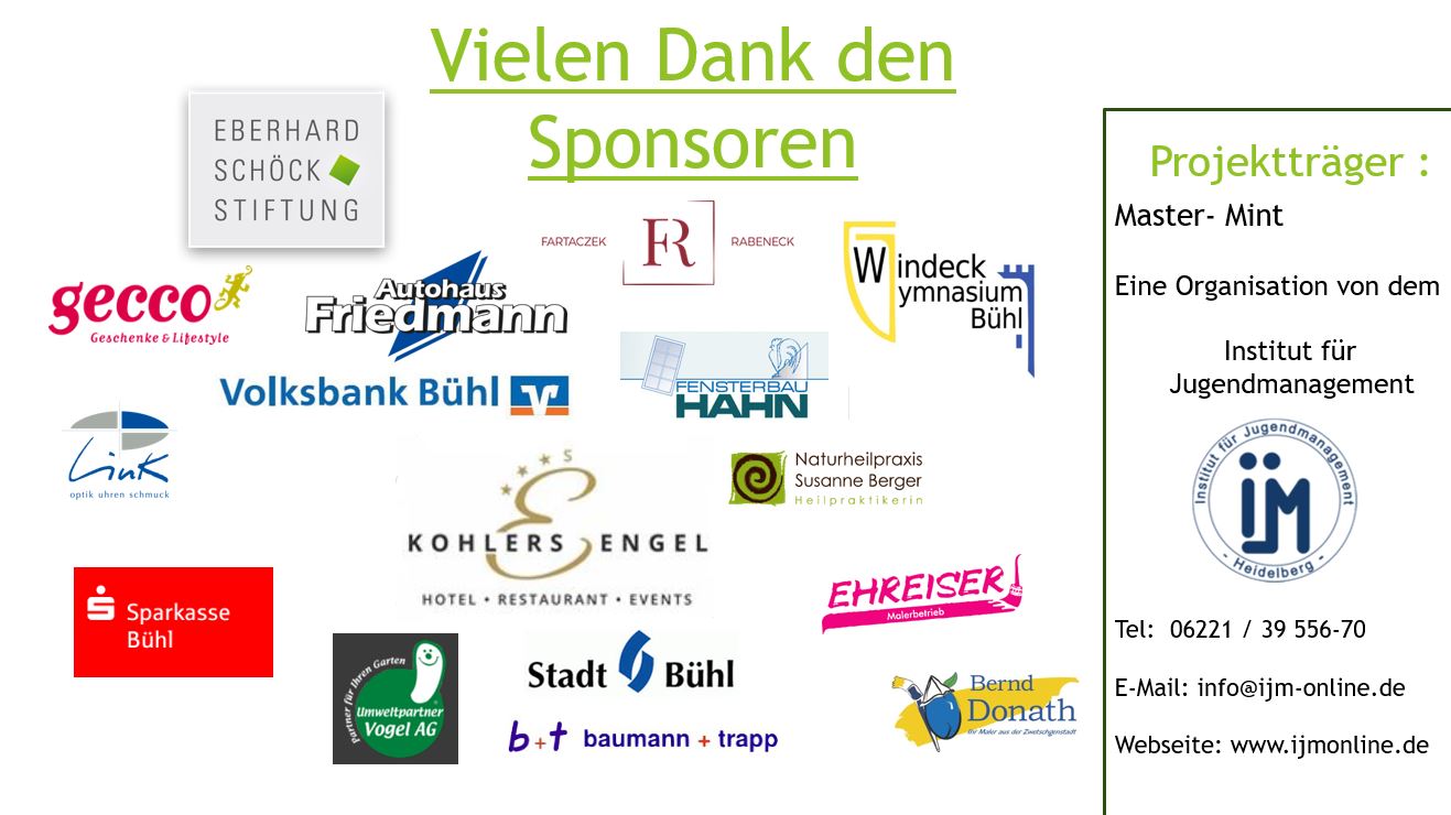 Eine Auflistung an Sponsoren