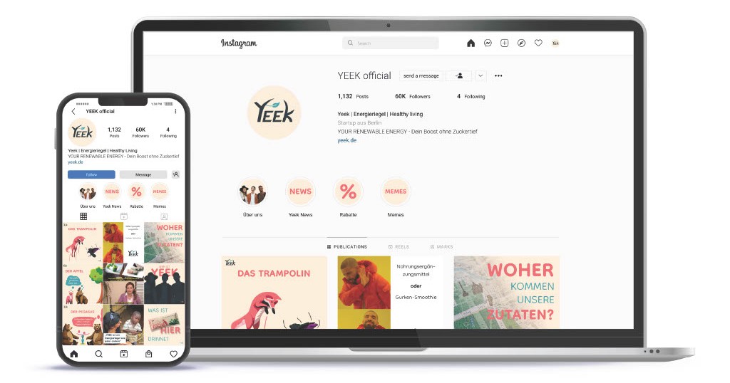 Mockup eines Instagram Profils auf Smartphone und Laptop