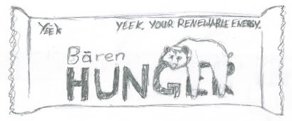 Skizze Produktverpackung des Energieriegels Bären Hunger