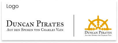 Kachel mit zwei Varianten des Ducan Pirates Logo