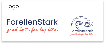 Kachel mit zwei Varianten des ForellenStark Logos