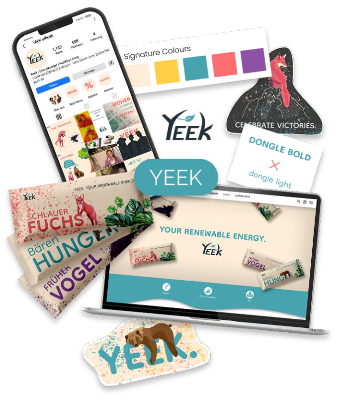 Collage aus Ergebnissen des Projekts: Yeek